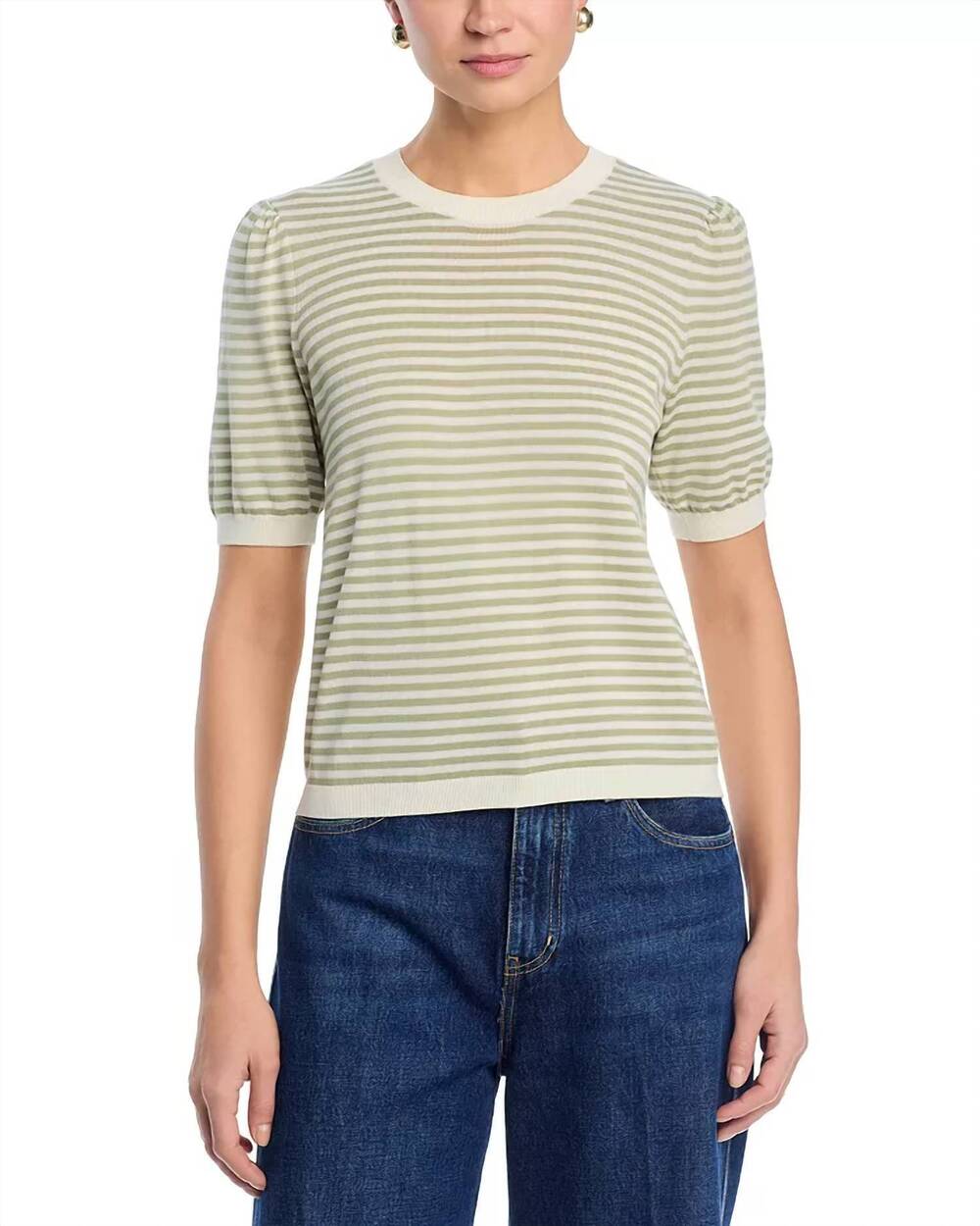 NEW FRAME striped gather sweater in sage multi